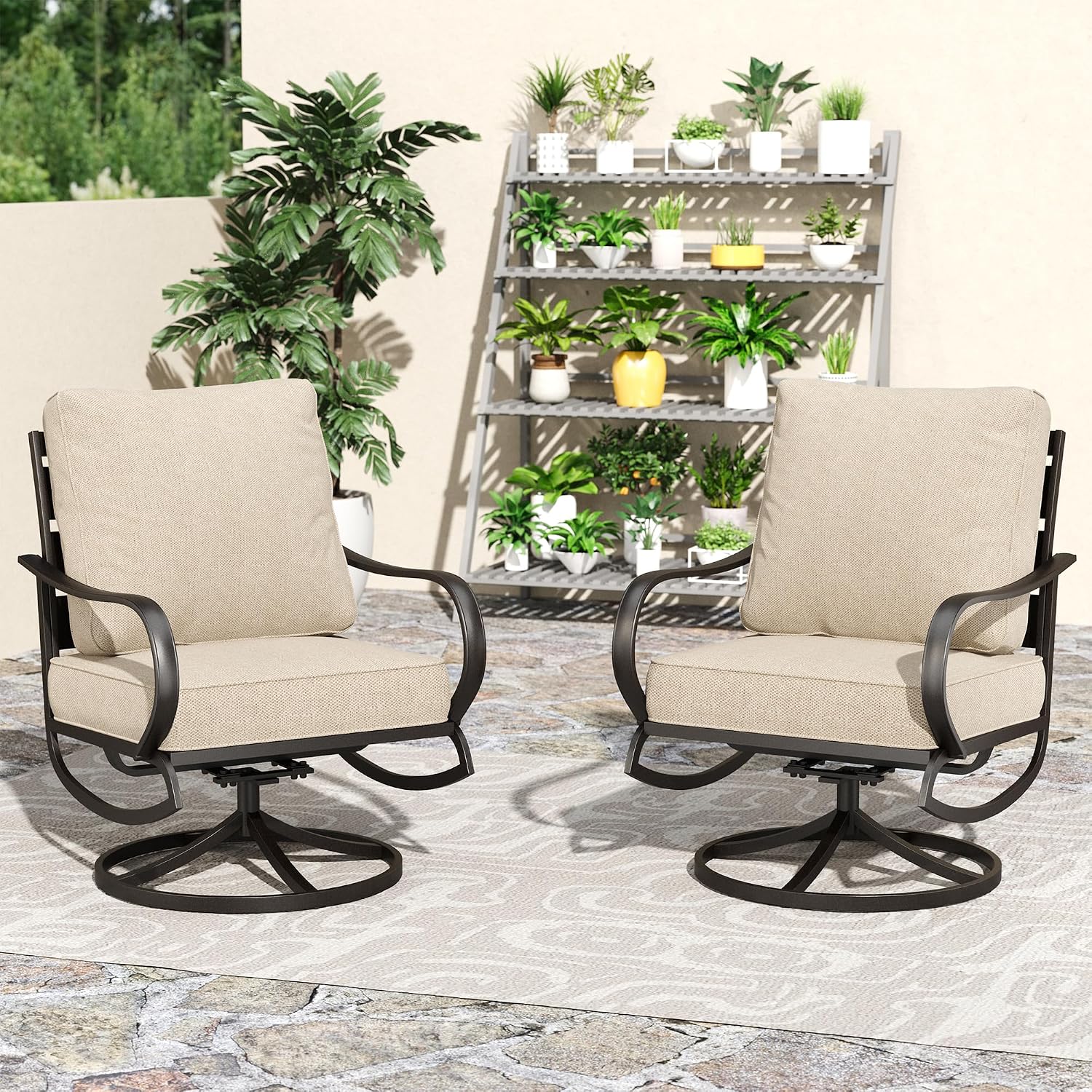 Deck Chair Lounger - Döner Bahçe Sandalyesi 2'li Set, Kalın