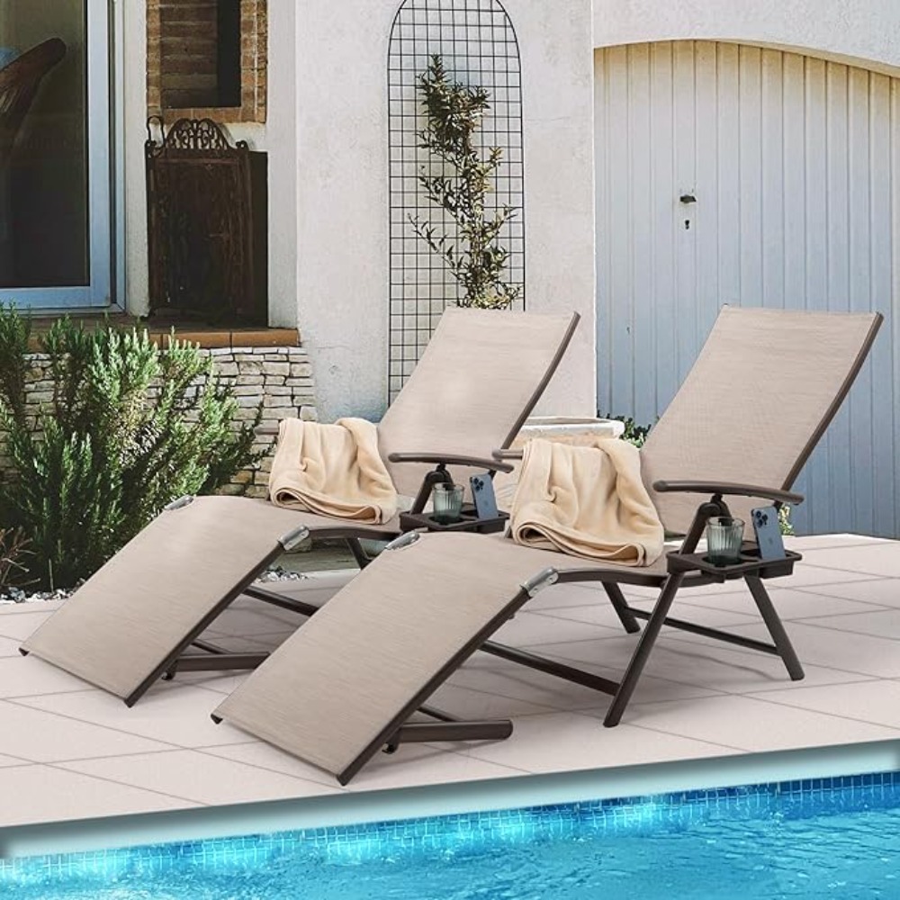 Deck Chair Lounger - Alüminyum Yatar Koltuk, Plaj Bahçesi, Havuz