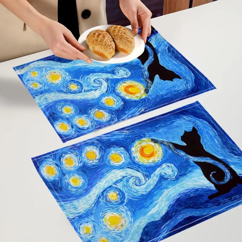 Outdoor Furniture Dining - Van Gogh Sanat Stili Servis Altlığı,