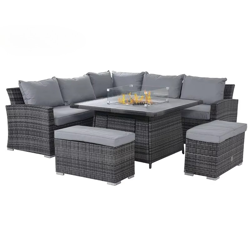 Outdoor Furniture Set With Fire Pit - Modern Bahçe Mobilyaları Lüks Yemek Alanı