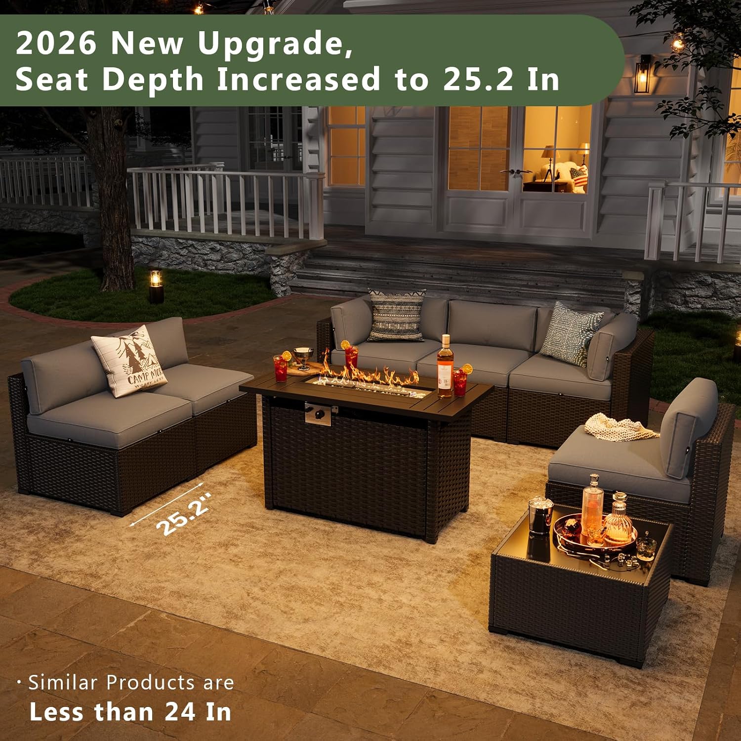 Outdoor Furniture Set With Fire Pit - 8 Parçalı Bahçe Mobilya Seti 44