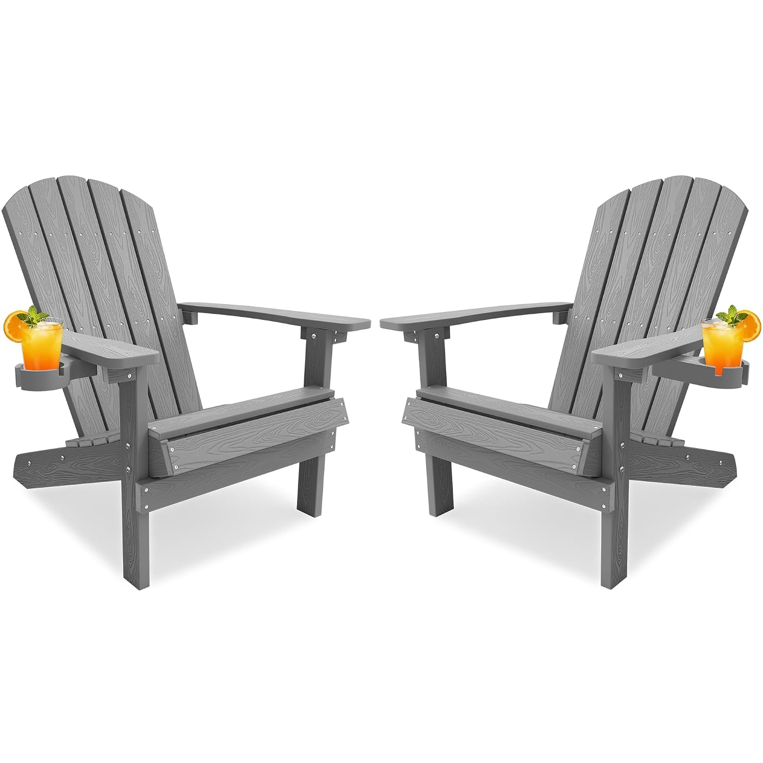 Outdoor Furniture Set With Fire Pit - Hava Koşullarına Dayanıklı 2'li Adirondack Sandalye