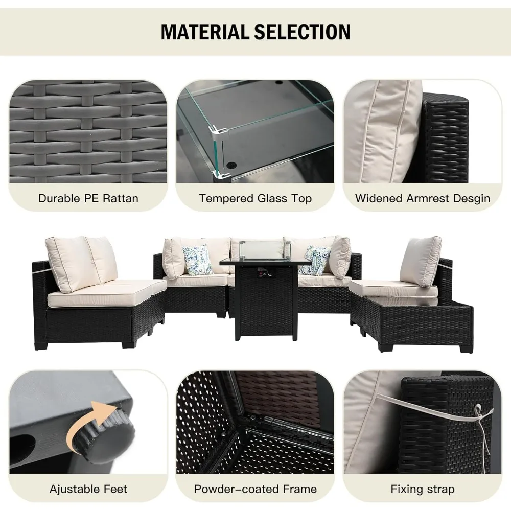 8 Parça Veranda Mobilyası Ratt - Outdoor Furniture Set With Fire Pit incelemesi ve fiyatı