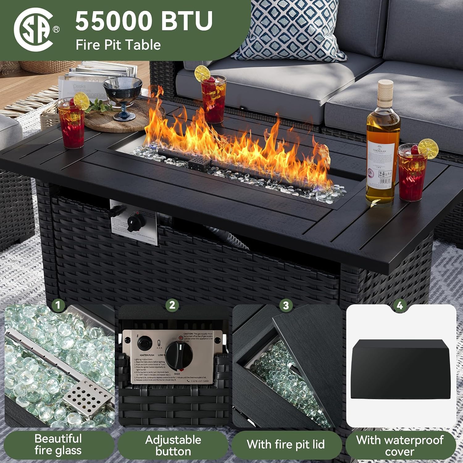 8 Parçalı Bahçe Mobilya Seti 4 - Outdoor Furniture Set With Fire Pit incelemesi ve fiyatı