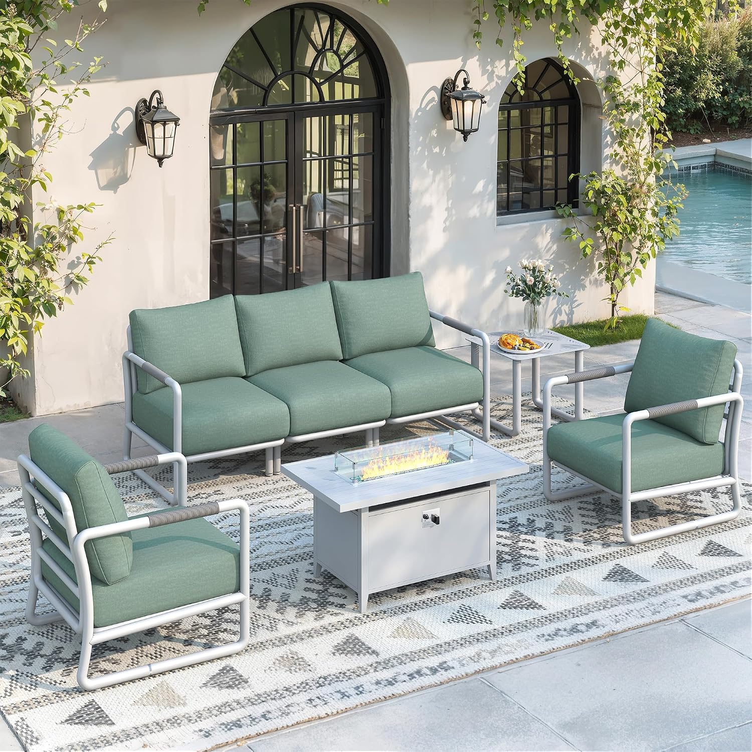 7 Parçalı Açık Hava Alüminyum  - Outdoor Furniture Fire Table incelemesi ve fiyatı
